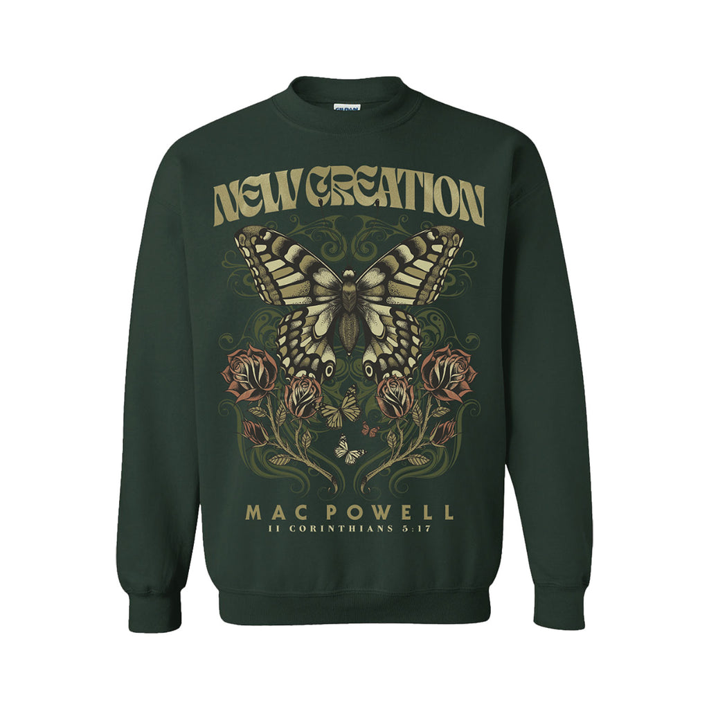 New Creation Butterfly Green Crewneck Sweater